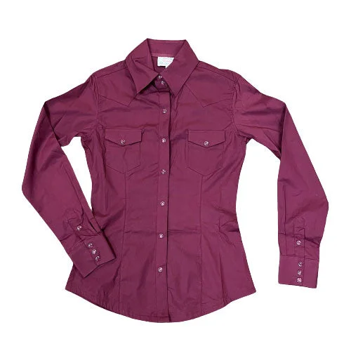 PSWSOSR07S-B Panhandle Women's Stretch Poplin Long Sleeve Western Snap Shirt - Solid Burgundy-- Jersey Fabric Tulle Fabric Batik Fabric PSWSOSR07S-B Panhandle Women's Stretch Poplin Long Sleeve Western Snap Shirt - Solid Burgundy-- Jersey Fabric Tulle Fabric Batik Fabric
