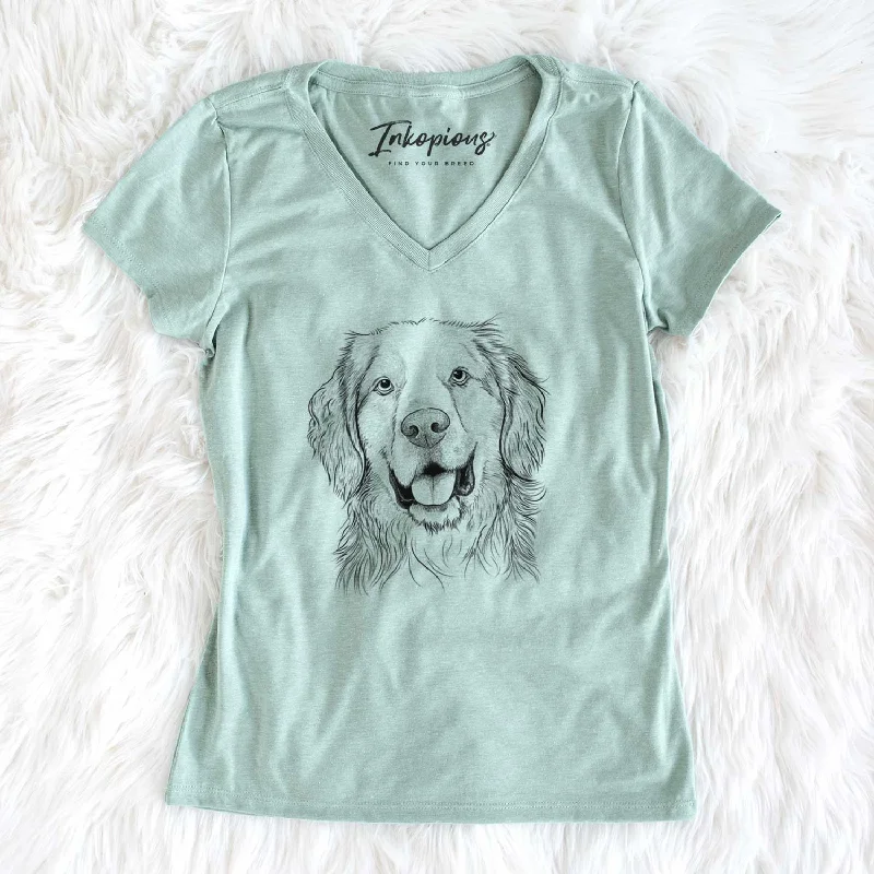 Bare Archie Benjamin the Mixed Breed - Women's V-neck Shirt-- Graphic T-Shirt Round Neck Polyester Bare Archie Benjamin the Mixed Breed - Women's V-neck Shirt-- Graphic T-Shirt Round Neck Polyester
