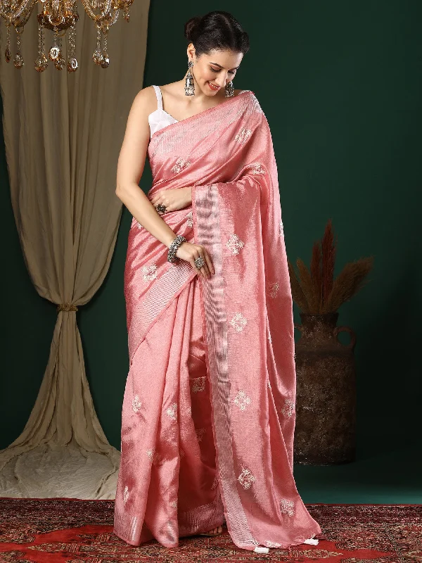 Women's Art Silk Peach Embroidered Designer Saree With Blouse Piece Business Casual Blouse Women's Art Silk Peach Embroidered Designer Saree With Blouse Piece Business Casual Blouse