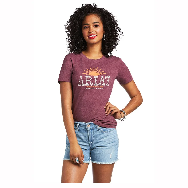 10039977 Ariat Women's Armarillo Short Sleeve T-Shirt - Burgundy Heather-- Casual Formal Business 10039977 Ariat Women's Armarillo Short Sleeve T-Shirt - Burgundy Heather-- Casual Formal Business