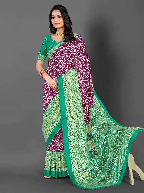Women's Dola Silk Sea Green Printed Designer Saree With Blouse Piece Casual Relaxed Fit Blouse Women's Dola Silk Sea Green Printed Designer Saree With Blouse Piece Casual Relaxed Fit Blouse