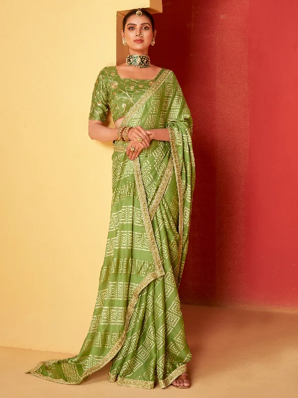 Women's Chiffon Light Green Embellished Designer Saree With Blouse Piece Off-Shoulder Wrap Blouse Women's Chiffon Light Green Embellished Designer Saree With Blouse Piece Off-Shoulder Wrap Blouse