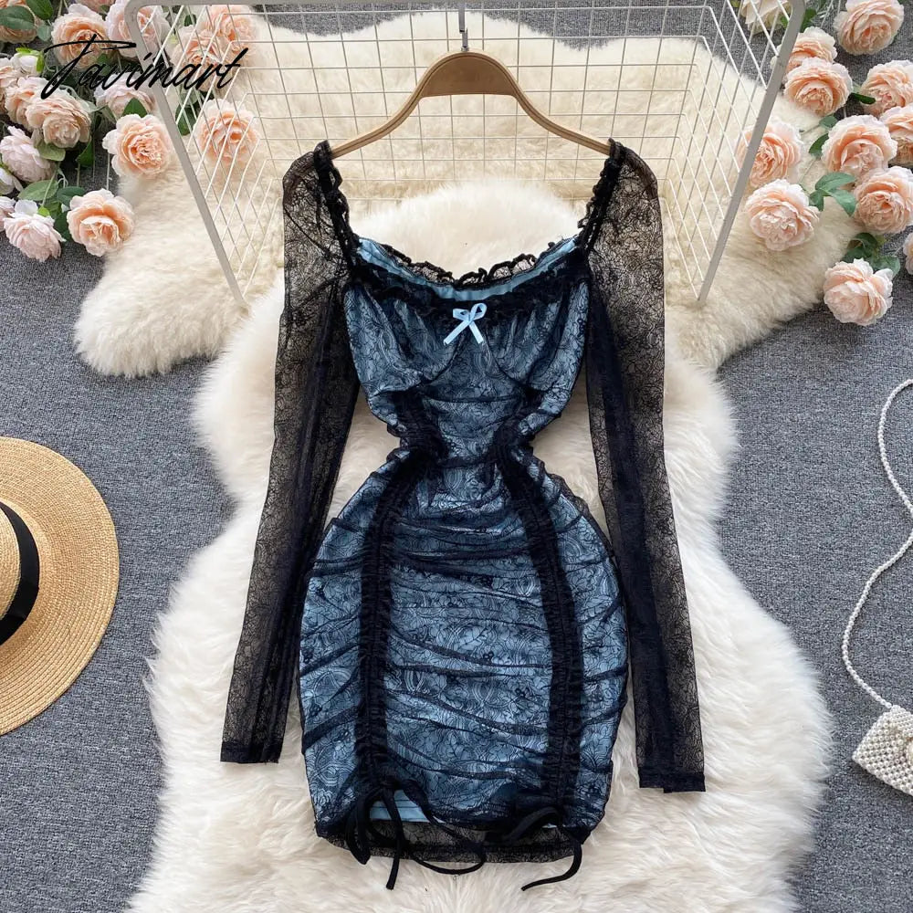 Tavimart Sexy Hollow Out Floral Lace Mini Bodycon Dress for Women Elegant Square Collar Slim High Waist Drawstring Ruched Party Dresses Tunics stripes playful Tavimart Sexy Hollow Out Floral Lace Mini Bodycon Dress for Women Elegant Square Collar Slim High Waist Drawstring Ruched Party Dresses Tunics stripes playful