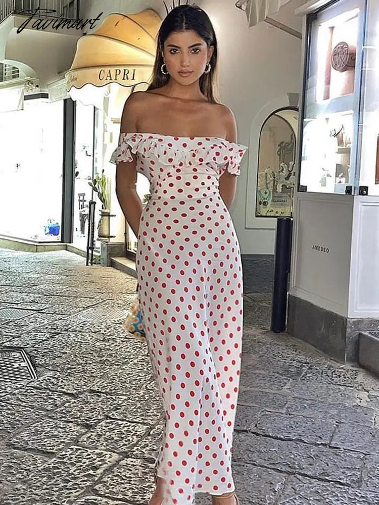 Tavimart Women's Summer Polka Dot Printed A-Line Dress Sexy one word neckline dresses Ruffled Vintage Dresses Home Party Dresses y2k Pencil Length Work Tavimart Women's Summer Polka Dot Printed A-Line Dress Sexy one word neckline dresses Ruffled Vintage Dresses Home Party Dresses y2k Pencil Length Work