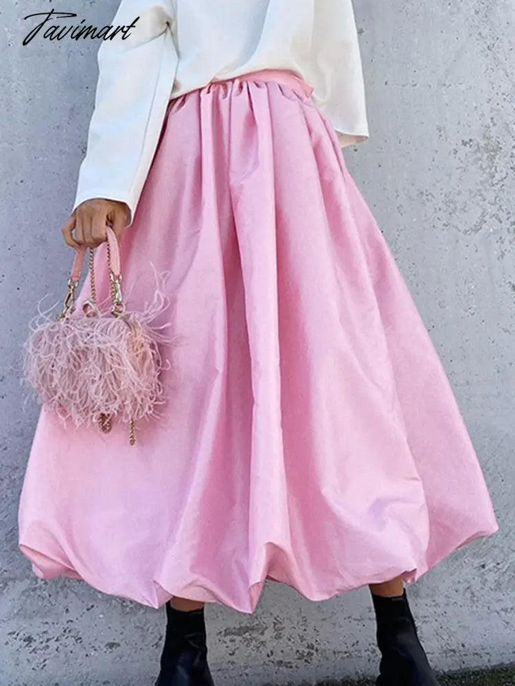 Tavimart Elegant Loose Pink Skirts Women Fashion High Waist Ball Gown Skirts Spring Pleated Long Skirts Female Casual Vintage Party Dress Tunics Practical durable Tavimart Elegant Loose Pink Skirts Women Fashion High Waist Ball Gown Skirts Spring Pleated Long Skirts Female Casual Vintage Party Dress Tunics Practical durable