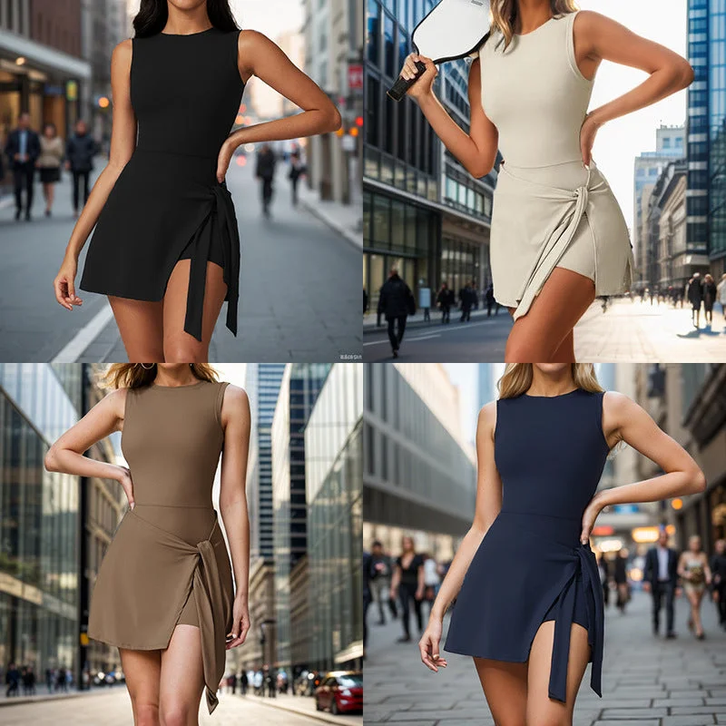 Fake Two-piece Anti-exposure Tight Exercise Fitness Yoga Tennis Skirt Sport Dress Tunics Trendy modern Fake Two-piece Anti-exposure Tight Exercise Fitness Yoga Tennis Skirt Sport Dress Tunics Trendy modern