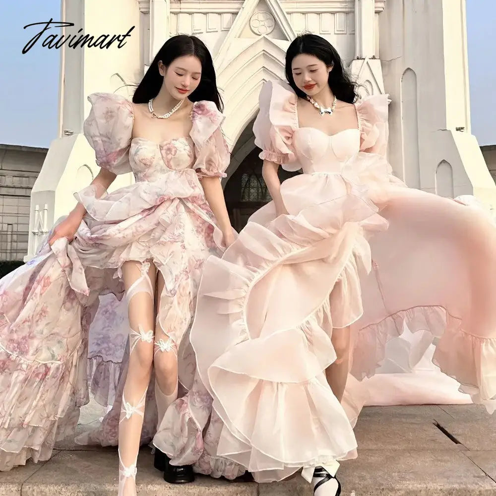 TAVIMART - Pink Princess Dress Women Elegant Square Collar Puff Sleeve Mesh Party Dress High Waist Birthday Party Dress Fashion Prom Dress Tunics Long Elegant TAVIMART - Pink Princess Dress Women Elegant Square Collar Puff Sleeve Mesh Party Dress High Waist Birthday Party Dress Fashion Prom Dress Tunics Long Elegant