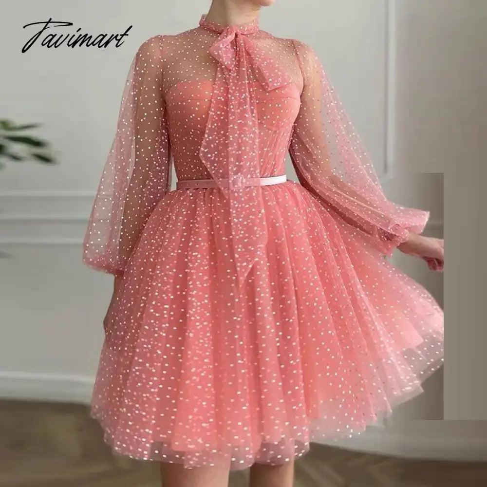 Tavimart Autumn Summer Fashion Sweet Mini Party Dress Women Sexy Mesh Polka Dot Piece Dress Ladies Long Sleeve O Neck Bow Drape Dresses Tunics Stylish elegant Tavimart Autumn Summer Fashion Sweet Mini Party Dress Women Sexy Mesh Polka Dot Piece Dress Ladies Long Sleeve O Neck Bow Drape Dresses Tunics Stylish elegant