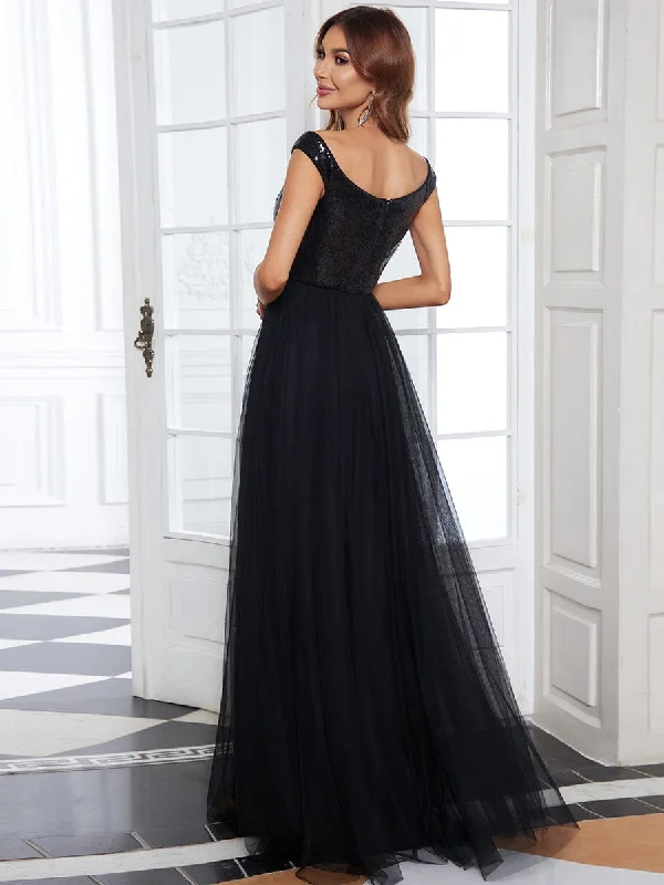 Cap-Sleeve Sequin Party Dress Tunics Sophisticated sleek