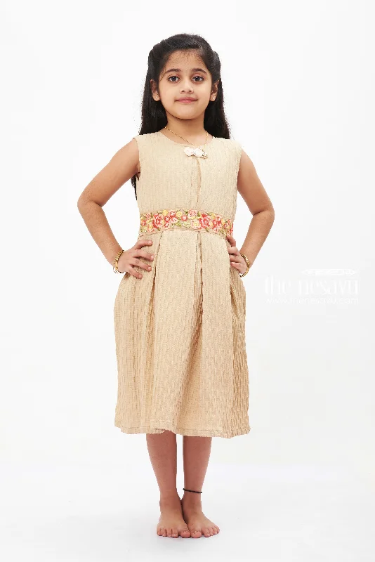 Beige Beauty Pleated Dress: Timeless Style with Charming Collar for Girls Tunic Top Casual Beige Beauty Pleated Dress: Timeless Style with Charming Collar for Girls Tunic Top Casual