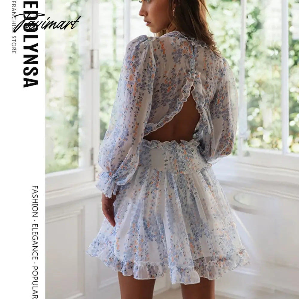 Tavimart Ruffle V-neck Floral Cake Dress Mini Vintage Spring Dress Sexy Open Back A-Line Dresses Holiday Party Dress Ladies Dress Y96 Tunics Running lightweight Tavimart Ruffle V-neck Floral Cake Dress Mini Vintage Spring Dress Sexy Open Back A-Line Dresses Holiday Party Dress Ladies Dress Y96 Tunics Running lightweight