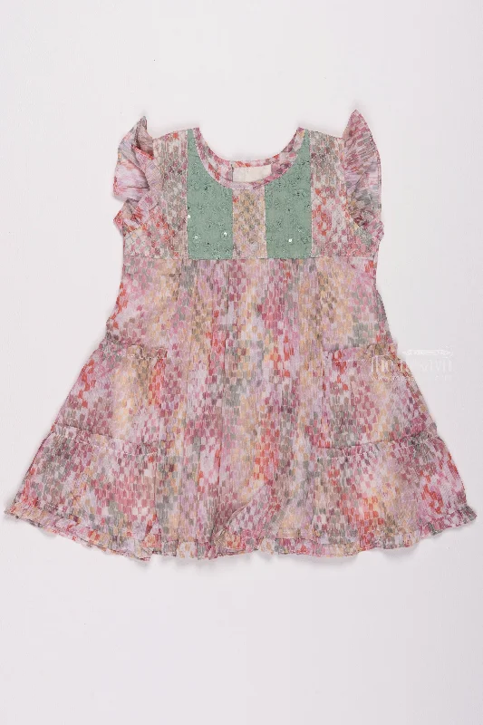 Kaleidoscopic Dream: Geometric Magic on Multicolored Pleated Dress, Tailored Elegance for Whimsical Little Ones Tunics Stylish elegant Kaleidoscopic Dream: Geometric Magic on Multicolored Pleated Dress, Tailored Elegance for Whimsical Little Ones Tunics Stylish elegant