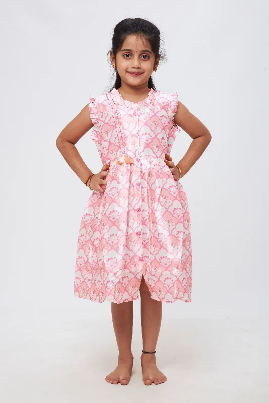 Whimsical Ballerina Dreams Dress - Pink Floral & Dance Pattern Cotton Frock Tunics Fleece cozy Whimsical Ballerina Dreams Dress - Pink Floral & Dance Pattern Cotton Frock Tunics Fleece cozy