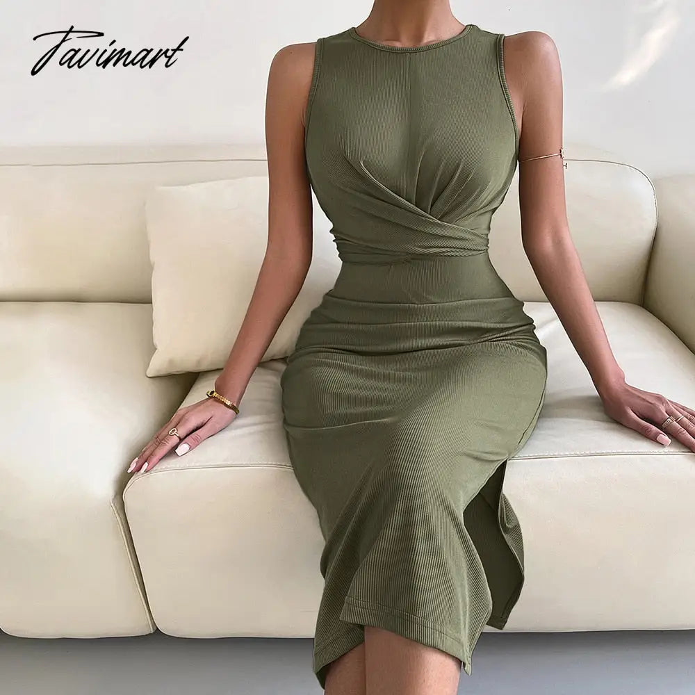 Tavimart Spring Summe Luxury Ladies Knitted Slit Sexy Light Dress Waist Collection Slimming Dress Lady Elegant Party Dress Women Tunics Denim casual Tavimart Spring Summe Luxury Ladies Knitted Slit Sexy Light Dress Waist Collection Slimming Dress Lady Elegant Party Dress Women Tunics Denim casual