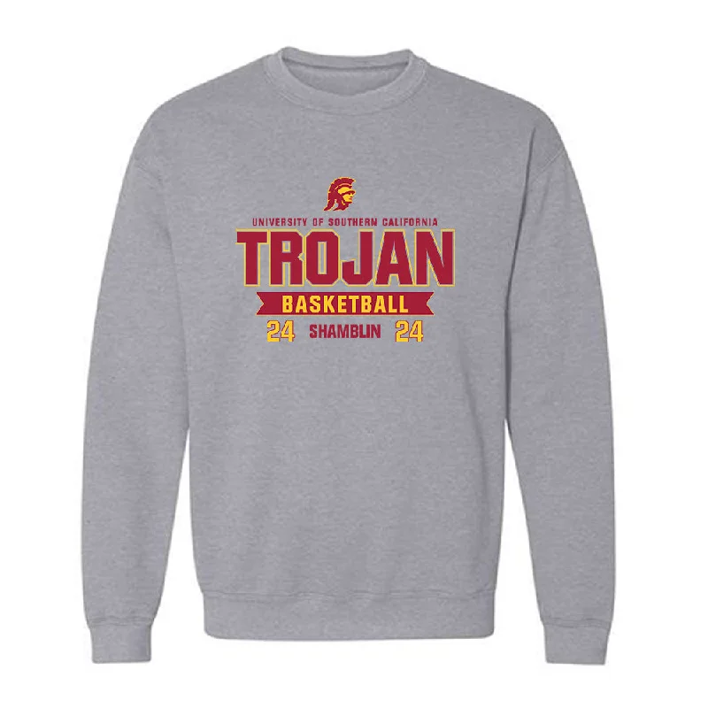 USC - NCAA Women's Basketball : Brooklyn Shamblin - Classic Fashion Shersey Crewneck Sweatshirt Hoodie with Patch Decorative Personalized USC - NCAA Women's Basketball : Brooklyn Shamblin - Classic Fashion Shersey Crewneck Sweatshirt Hoodie with Patch Decorative Personalized