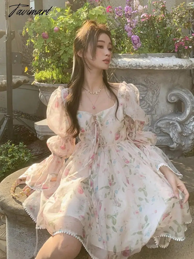 Tavimart Korean Sweet Floral Princess Mini Party Dress Women Casual Long Sleeve Beach Y2k One Piece Dress Summer Fashion Clothing Tunics Print Colorful Tavimart Korean Sweet Floral Princess Mini Party Dress Women Casual Long Sleeve Beach Y2k One Piece Dress Summer Fashion Clothing Tunics Print Colorful