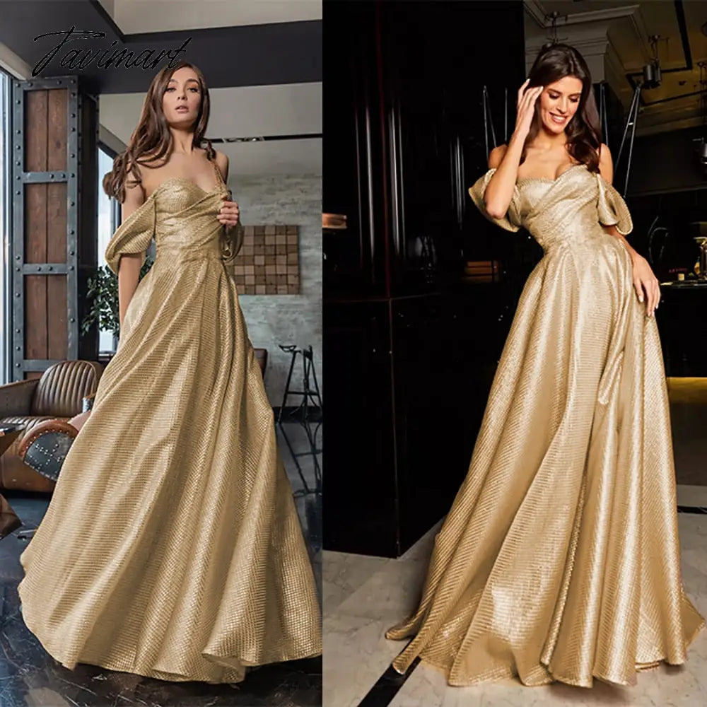 Tavimart Luxury Elegant A-line Gold Glitter Prom Dress Formal Evening Gown Dubai Shiny Special Occasion Gown Party Dress Tunics New arrival Tavimart Luxury Elegant A-line Gold Glitter Prom Dress Formal Evening Gown Dubai Shiny Special Occasion Gown Party Dress Tunics New arrival