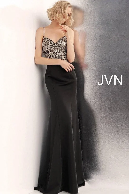 Jovani 66059 Waterfall Back Long Party Dress empire Waist empire