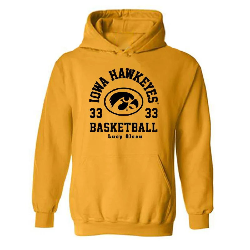 Iowa - NCAA Women's Basketball : Lucy Olsen - Classic Fashion Shersey Hooded Sweatshirt Hoodie with Belted Waist Structured Tailored Iowa - NCAA Women's Basketball : Lucy Olsen - Classic Fashion Shersey Hooded Sweatshirt Hoodie with Belted Waist Structured Tailored