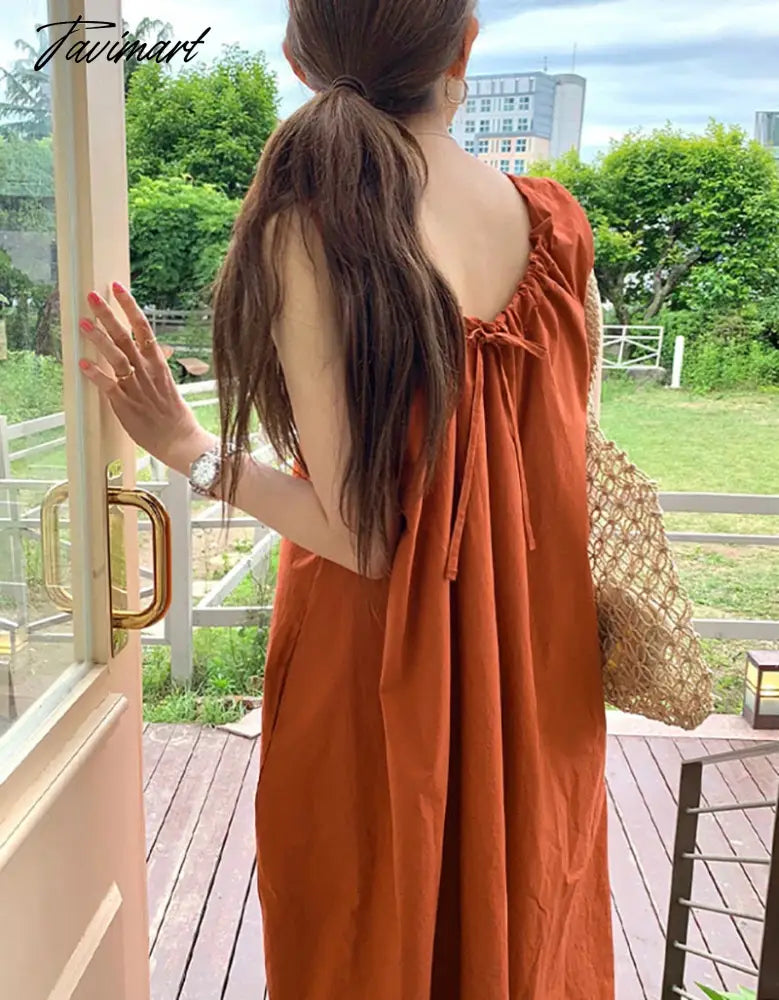 Tavimart Summer 100% Cotton Chic Elegant Dress For Women Casual Back Bandage Holiday Beach Sundress Elegant Party Dresses Vestidos Crew Neckline Casual Tavimart Summer 100% Cotton Chic Elegant Dress For Women Casual Back Bandage Holiday Beach Sundress Elegant Party Dresses Vestidos Crew Neckline Casual
