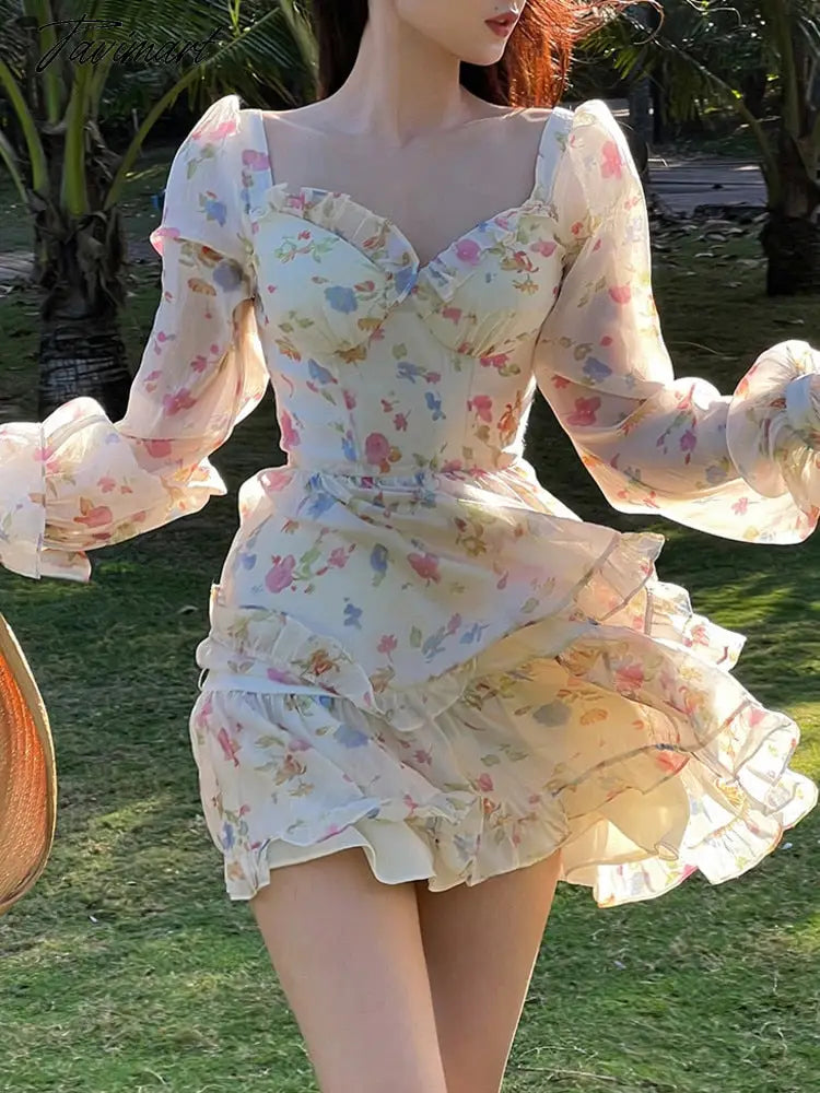 Tavimart Spring New French Long Sleeve Floral Small Spice Girl Party Dresses for Women Sweet Boho Beach Holiday Dress Robes Vestidos A-Line Day Work Tavimart Spring New French Long Sleeve Floral Small Spice Girl Party Dresses for Women Sweet Boho Beach Holiday Dress Robes Vestidos A-Line Day Work