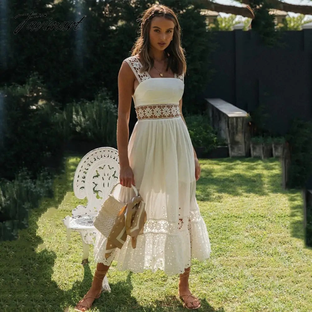 Tavimart Fashion женское платье White Summer Dress Sexy Backless Lace Midi Dress Hollow Out Vintage Chic Party Dresses Vestidos Sequined Elegant Party Tavimart Fashion женское платье White Summer Dress Sexy Backless Lace Midi Dress Hollow Out Vintage Chic Party Dresses Vestidos Sequined Elegant Party