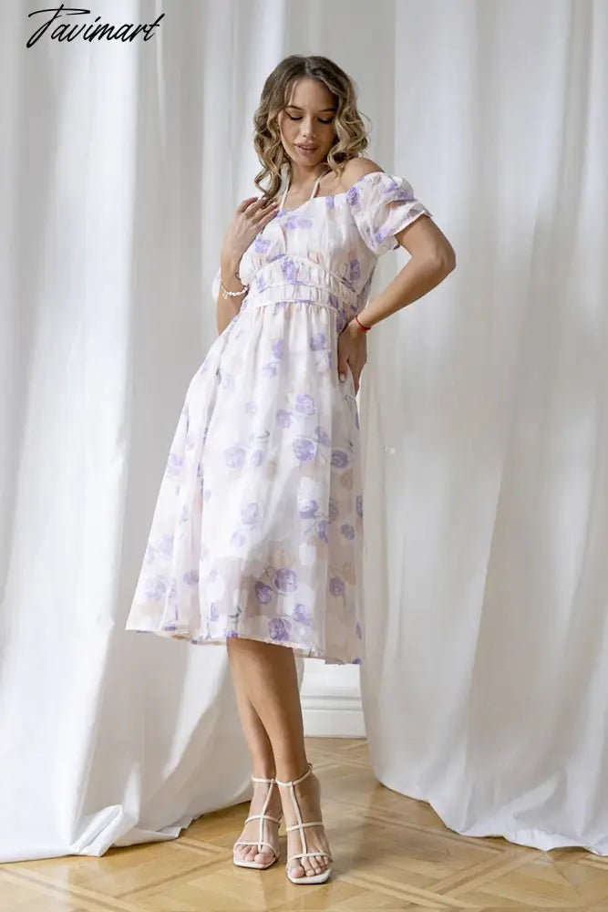 Tavimart Elegant White Bandage Maxi Summer Beach Dress Chiffon Sexy Ladies Sip Dress Purple Floral Long Evening Party Dresses For Women A-Line Day Work Tavimart Elegant White Bandage Maxi Summer Beach Dress Chiffon Sexy Ladies Sip Dress Purple Floral Long Evening Party Dresses For Women A-Line Day Work