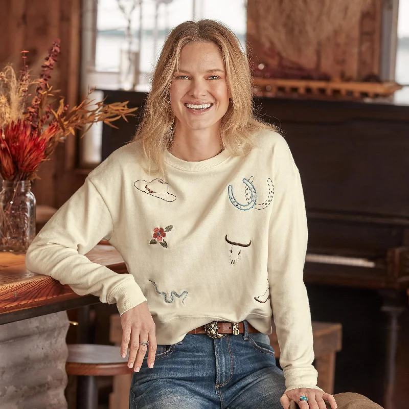 Out West Sweatshirt Hoodie with Ribbed Hem Stretchable Secure