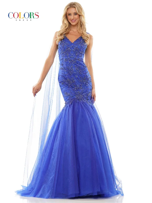 Colors Dress 2993 Size 8 Royal Blue Mermaid Prom Dress with Capes Shift Classic Vintage Colors Dress 2993 Size 8 Royal Blue Mermaid Prom Dress with Capes Shift Classic Vintage