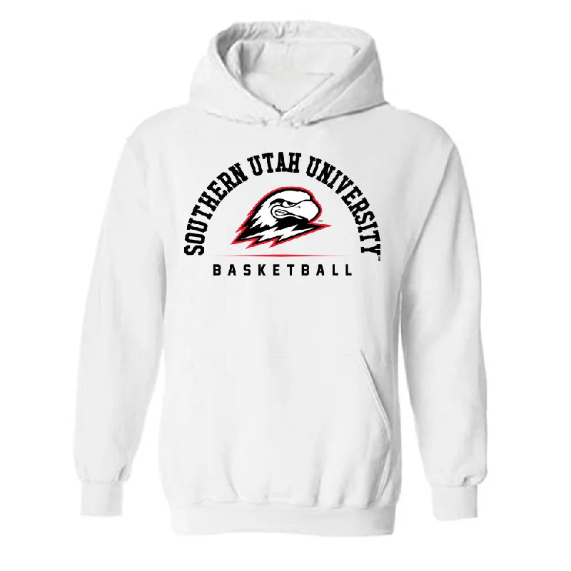 Southern Utah - NCAA Women's Basketball : Bella Hasan - Hooded Sweatshirt Hoodie with Slit Hem Functional Movement Southern Utah - NCAA Women's Basketball : Bella Hasan - Hooded Sweatshirt Hoodie with Slit Hem Functional Movement