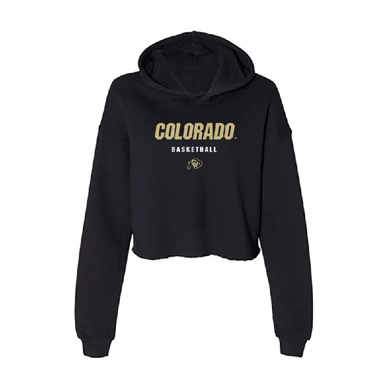 Colorado - NCAA Women's Basketball : Kindyll Wetta - Classic Shersey Women's Crop Fleece Hoodie Hoodie with Distressed Vintage Worn Colorado - NCAA Women's Basketball : Kindyll Wetta - Classic Shersey Women's Crop Fleece Hoodie Hoodie with Distressed Vintage Worn