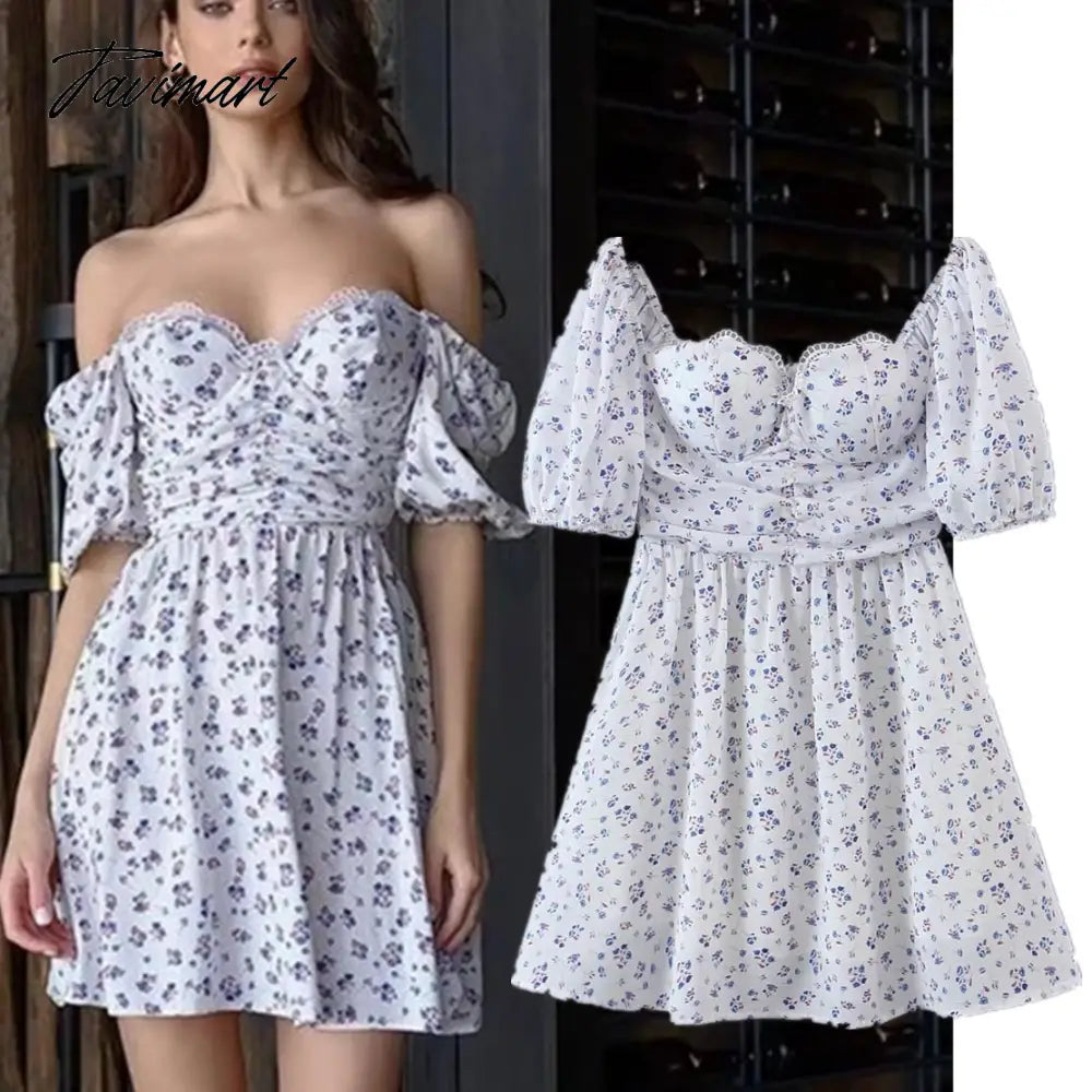 Tavimart Indie Folk Vintage Floral Print Off Shoulder Lace Splicing Pleated Sexy Elegant Summer Party Dress Women Tops Glittery Long Formal Tavimart Indie Folk Vintage Floral Print Off Shoulder Lace Splicing Pleated Sexy Elegant Summer Party Dress Women Tops Glittery Long Formal