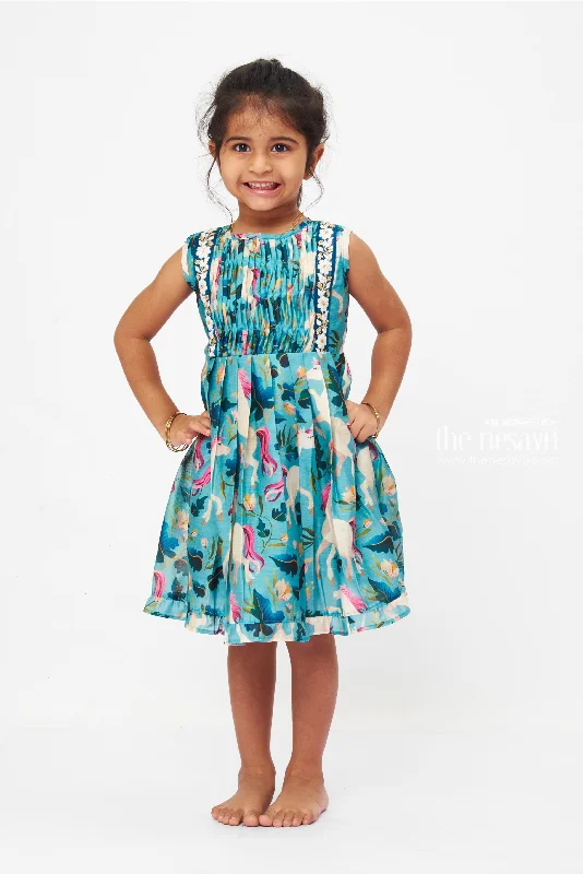 Mystical Mare Cotton Dress: Enchanted Equine Print Frock with Floral Lace Trim Tunics Practical durable Mystical Mare Cotton Dress: Enchanted Equine Print Frock with Floral Lace Trim Tunics Practical durable