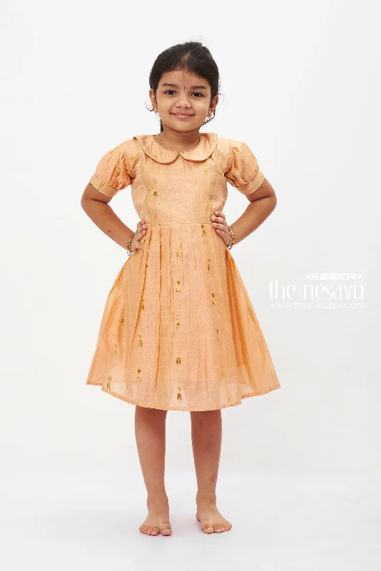 Autumn Glow Puff Sleeve Dress: Girls' Copper-Toned Frock with Gleaming Accents Tunics Fleece cozy Autumn Glow Puff Sleeve Dress: Girls' Copper-Toned Frock with Gleaming Accents Tunics Fleece cozy