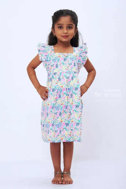 Girls Floral Garden Party Cotton Dress Colorful Spring Frock for Kids Casual Short Summer Girls Floral Garden Party Cotton Dress Colorful Spring Frock for Kids Casual Short Summer