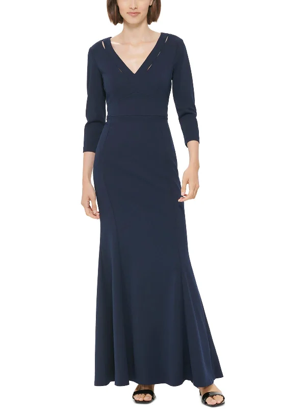 Womens Cut-out V-neck Evening Dress Tunics Spring floral