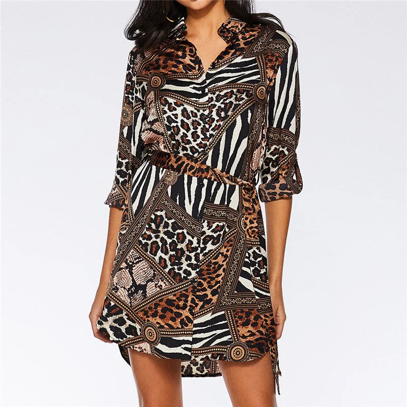 Leopard Dress Women 2019 Summer Sexy Mini Party Dress Leisure Turn Down Collar Office Shirt Dress Ladies Bandage Dresses Vestido Bodycon Fitted Nightout Leopard Dress Women 2019 Summer Sexy Mini Party Dress Leisure Turn Down Collar Office Shirt Dress Ladies Bandage Dresses Vestido Bodycon Fitted Nightout