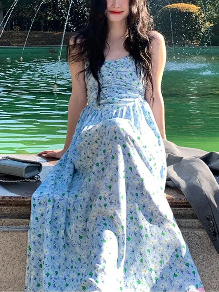 Tavimart Vintage Elegant Floral Print Midi Dress Women Beach Holiday Dress Korean Sweet Sleeveless Party Dress Women Summer Chic Tunics Long Elegant Tavimart Vintage Elegant Floral Print Midi Dress Women Beach Holiday Dress Korean Sweet Sleeveless Party Dress Women Summer Chic Tunics Long Elegant