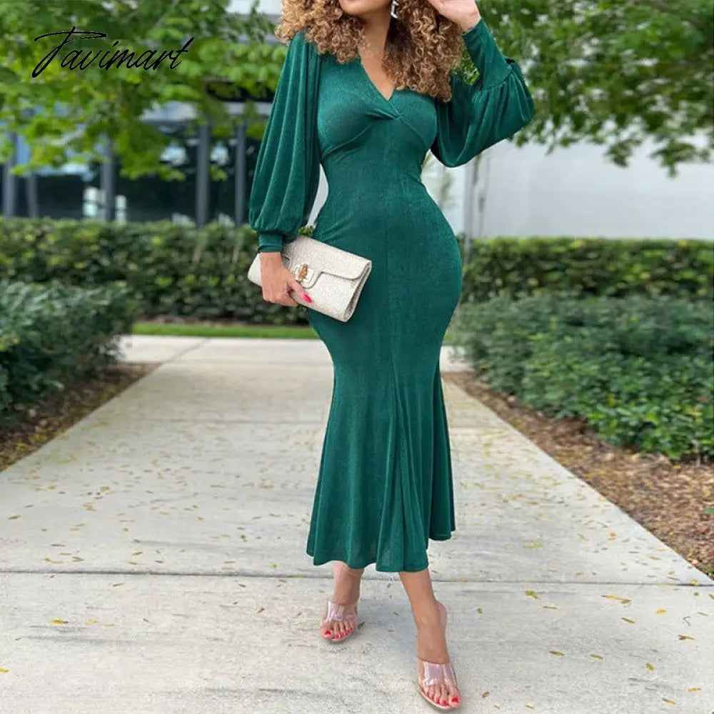 Tavimart Women Solid Fashion Commuting Long Dresses Elegant Long Sleeve Bodycon Dress Sexy V Neck Lace-up Backless Hollow Out Party Dress Tunics Party sparkling Tavimart Women Solid Fashion Commuting Long Dresses Elegant Long Sleeve Bodycon Dress Sexy V Neck Lace-up Backless Hollow Out Party Dress Tunics Party sparkling