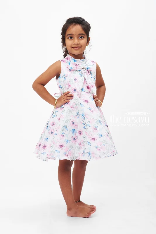 Blossom Whisper Casual Frock: Cream Floral Print Dress for Girls Tunics Prom sequined Blossom Whisper Casual Frock: Cream Floral Print Dress for Girls Tunics Prom sequined
