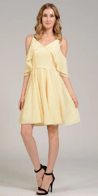Poly USA 8000 Short Party Dress Cold Shoulder Flutter Sleeves Tunics Hiking breathable Poly USA 8000 Short Party Dress Cold Shoulder Flutter Sleeves Tunics Hiking breathable
