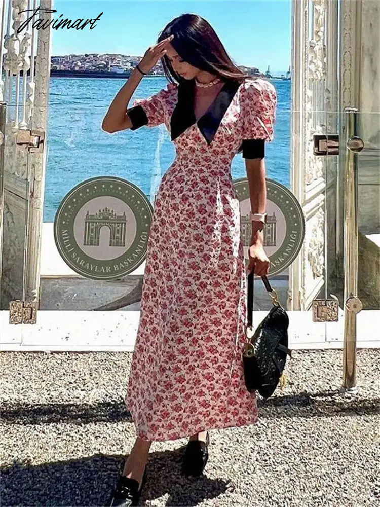 Tavimart V-Neck Patchwork Printed Dress Summer For Women Short Sleeve Fashion High Waist Party Dress Contrast Ladies Maxi Dress Sequined Elegant Party Tavimart V-Neck Patchwork Printed Dress Summer For Women Short Sleeve Fashion High Waist Party Dress Contrast Ladies Maxi Dress Sequined Elegant Party