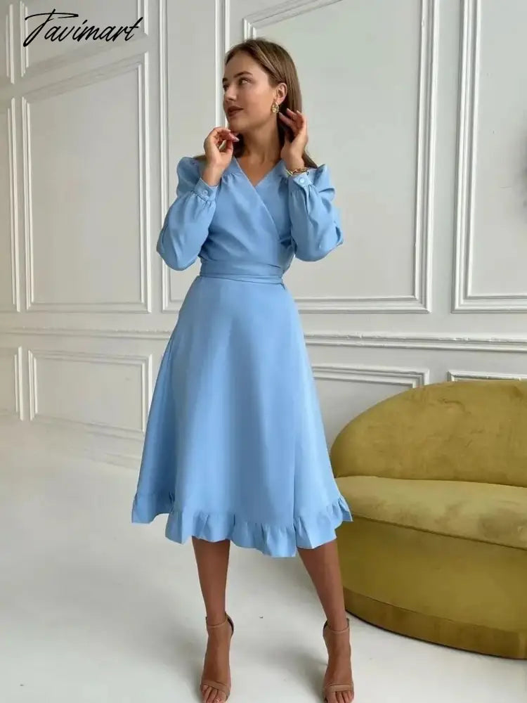 Tavimart Party Dress Bandage Solid Color With Fungus Women Sweet A Line Long Sleeve Robe Female Summer New Arrivals Vestidos Halter Neckline Beach Tavimart Party Dress Bandage Solid Color With Fungus Women Sweet A Line Long Sleeve Robe Female Summer New Arrivals Vestidos Halter Neckline Beach