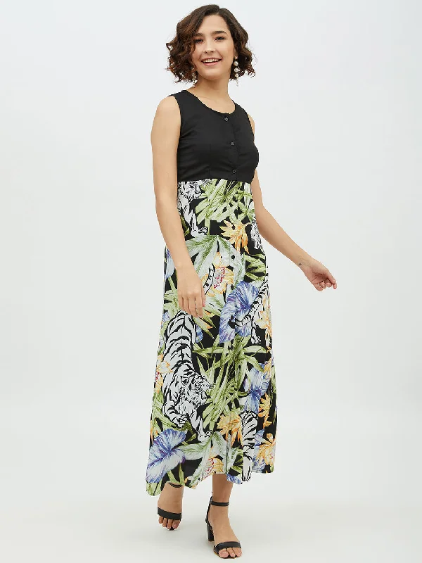 Women's Polyester Rayon Floral Printed Long Dress - StyleStone Tunics Versatile all-occasion Women's Polyester Rayon Floral Printed Long Dress - StyleStone Tunics Versatile all-occasion
