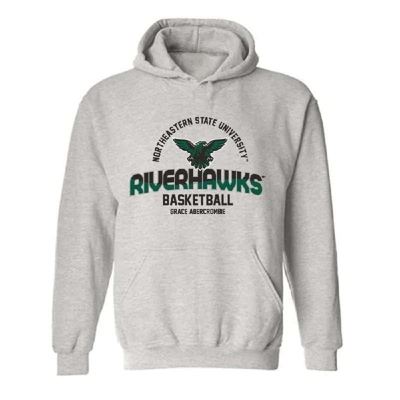 Northeastern State - NCAA Women's Basketball : Grace Abercrombie - Classic Fashion Shersey Hooded Sweatshirt Hoodie with Camouflage Military Edgy Northeastern State - NCAA Women's Basketball : Grace Abercrombie - Classic Fashion Shersey Hooded Sweatshirt Hoodie with Camouflage Military Edgy