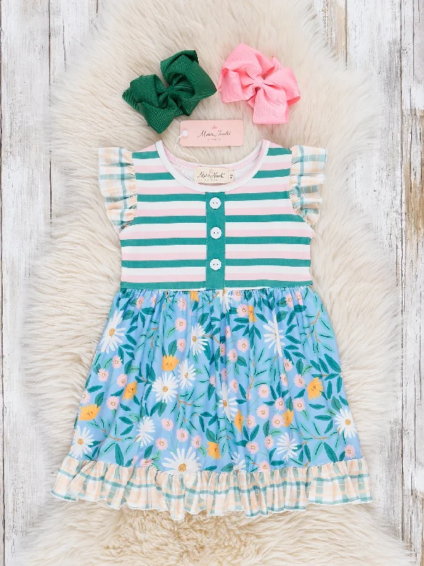 Country Wildflowers Striped Ruffle Dress Tunics Review highly
