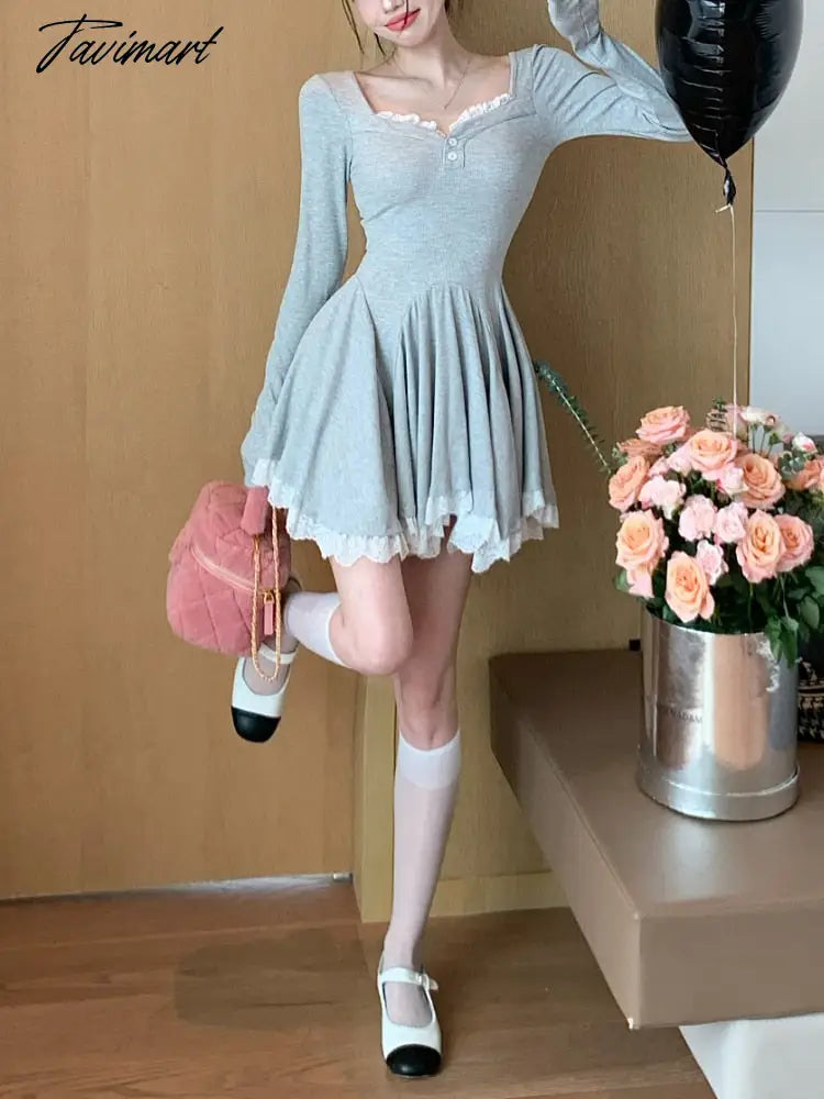 Tavimart Winter Party Dress Women Korean Fashion Lace Designer Sweet Mini Dress Ladies Patchwork High Waist Chic Slim Dress Tunics Sophisticated sleek Tavimart Winter Party Dress Women Korean Fashion Lace Designer Sweet Mini Dress Ladies Patchwork High Waist Chic Slim Dress Tunics Sophisticated sleek