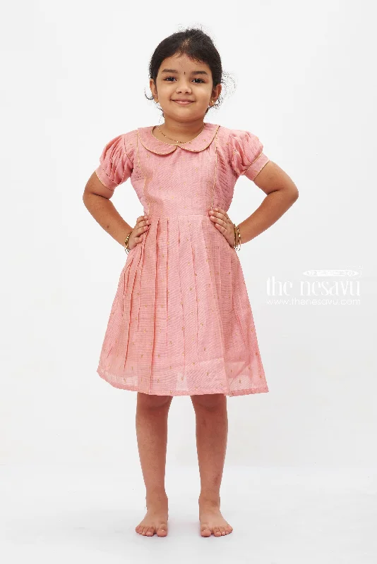Blush Gold Elegance Frock: Traditional Puff Sleeve Dress for Girls Tunics Running lightweight Blush Gold Elegance Frock: Traditional Puff Sleeve Dress for Girls Tunics Running lightweight