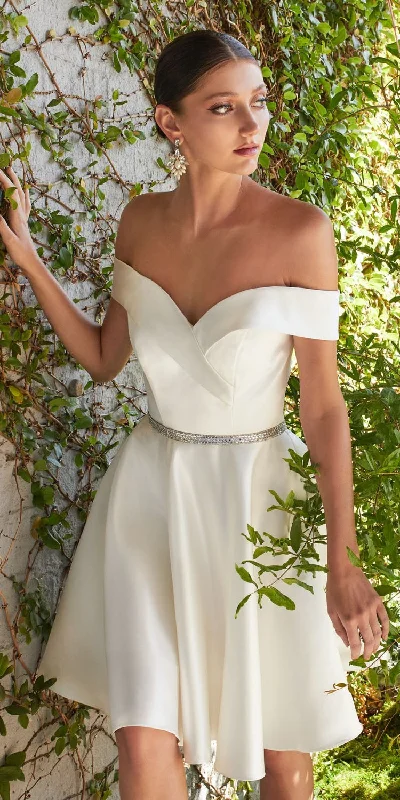 Cinderella Divine CD0140 Off the Shoulder Knee Length Satin Party Dress Tunics Yoga stretchy Cinderella Divine CD0140 Off the Shoulder Knee Length Satin Party Dress Tunics Yoga stretchy