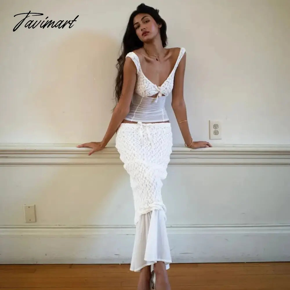 Tavimart Autumn lace hook-and-loop suspender two-piece set feminine hot girl slim long skirt suit club party dress Vestidos Tunics Versatile stylish Tavimart Autumn lace hook-and-loop suspender two-piece set feminine hot girl slim long skirt suit club party dress Vestidos Tunics Versatile stylish